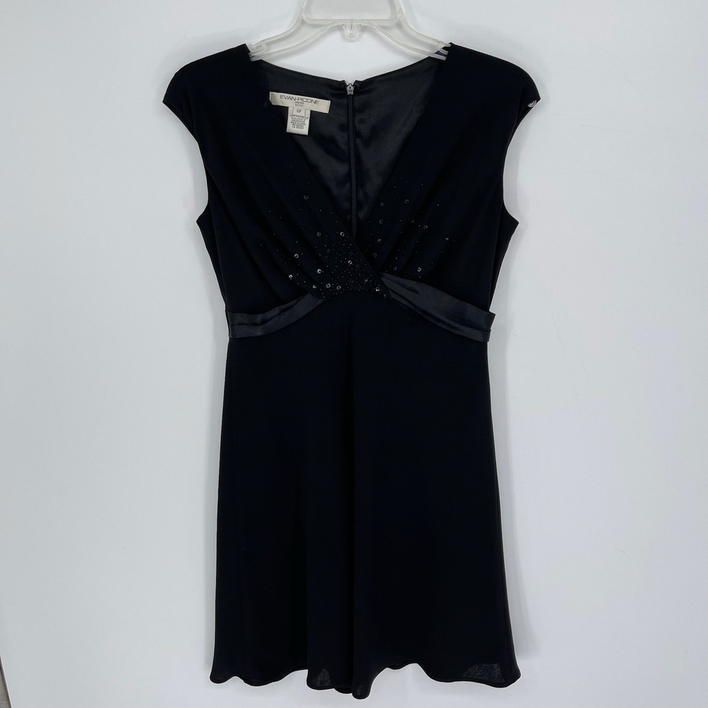 Evan-Picone Women's Black Beaded Empire Waist Cocktail Party Dress‎ Size 6P